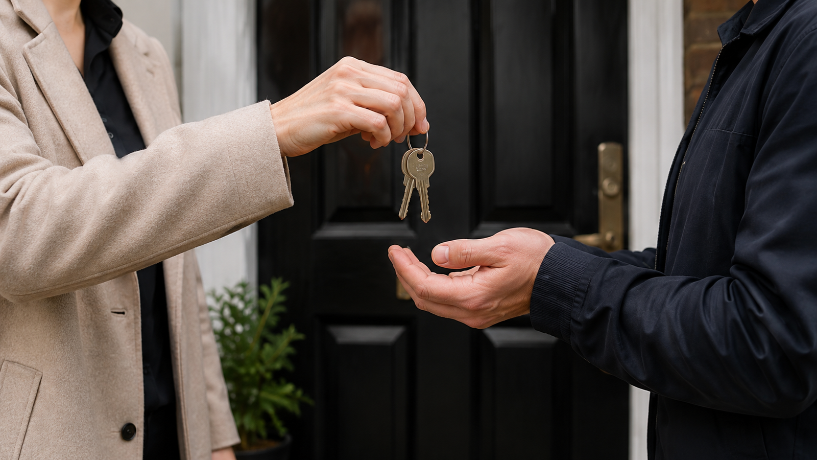 Tenant receiving property keys as part of a SquareLine Check-In service
