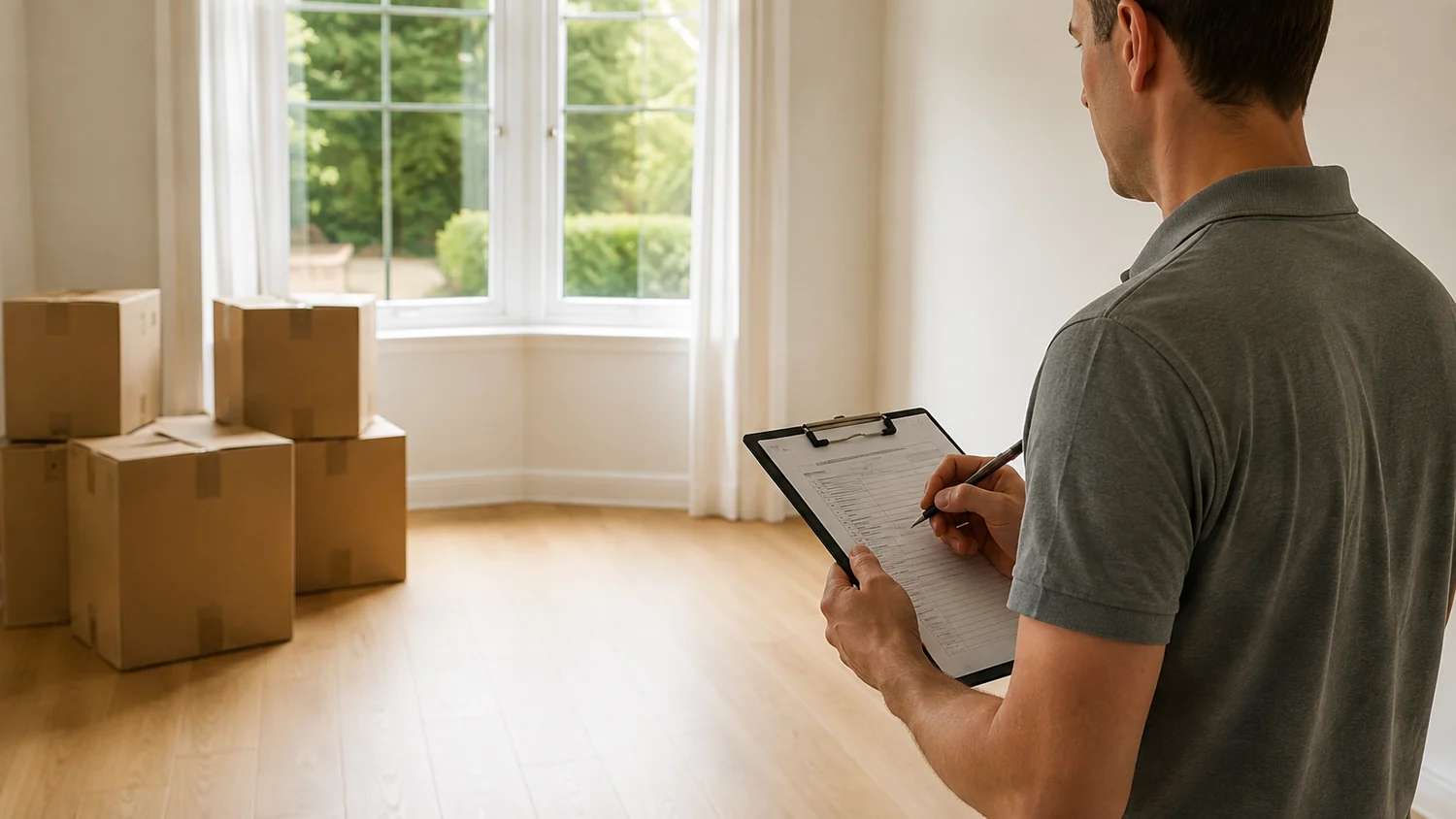 End-of-tenancy check-out inspection in an empty rental property