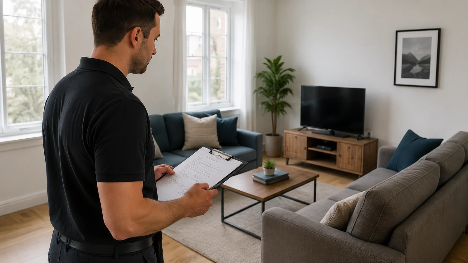 Mid-term property inspection being completed in a furnished West Midlands rental home